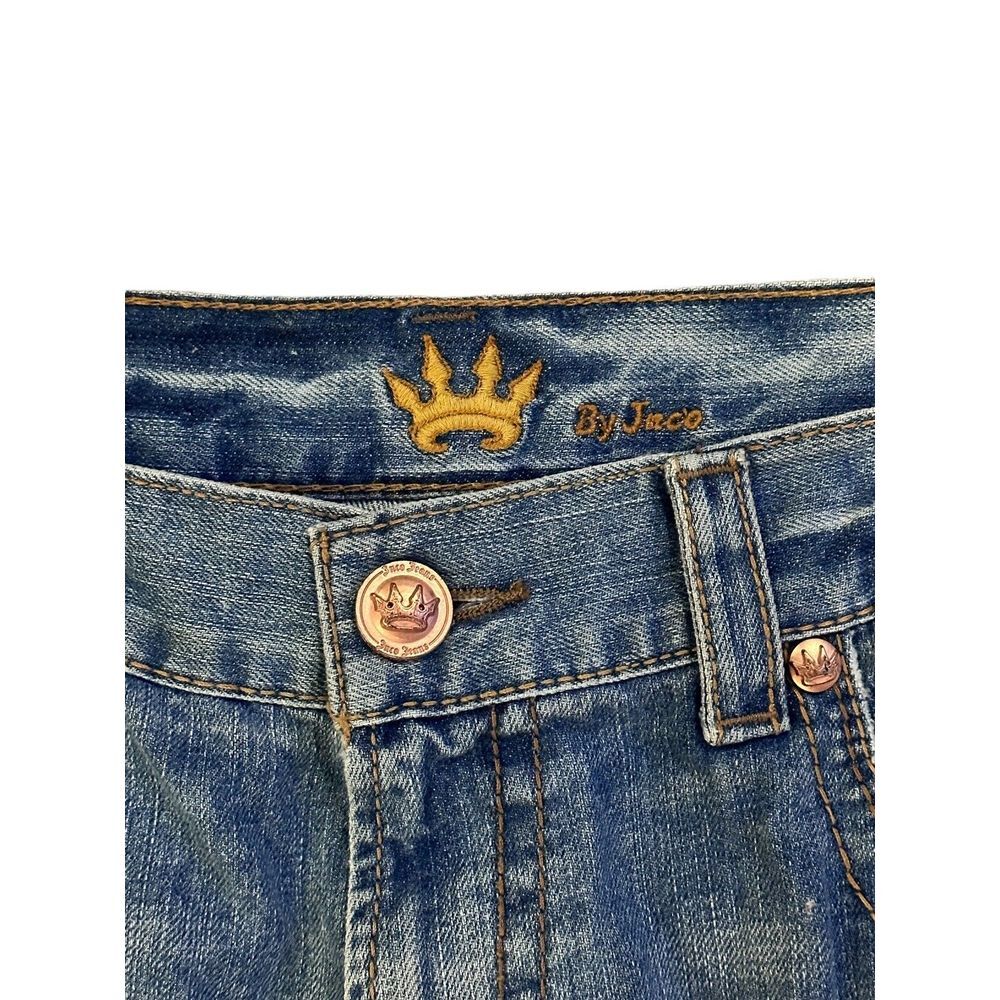 Vtg JNCO Mens Skater Y2K Rave Straight Leg Jeans Embroidered Cross Studded 38x32 - Picture 3 of 10